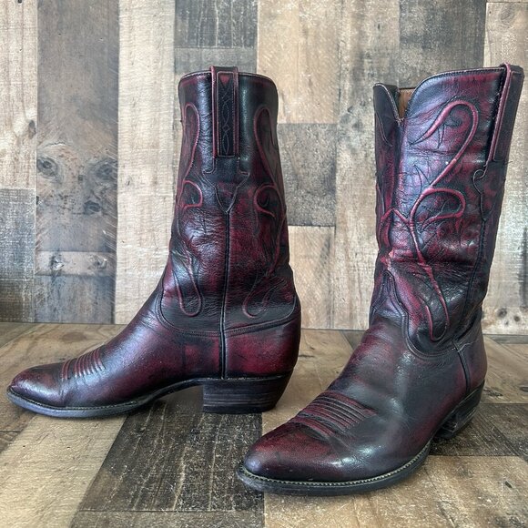 Lucchese Classics L681423 Vintage Black Cherry Cowboy Boots Mens 10 D - Picture 12 of 12